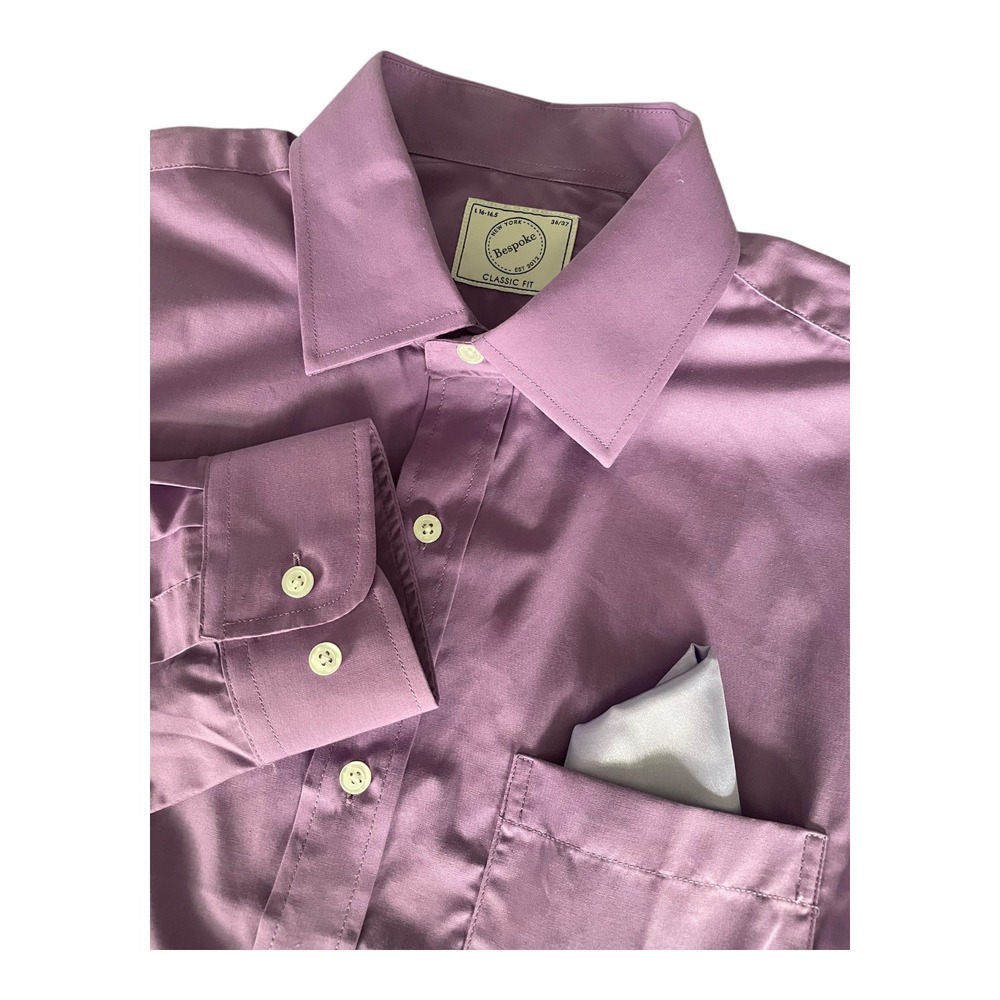 Bespoke New‎ York Mens Dress Shirt Large Classic Fit Long Sleeve Purple 16-16.5